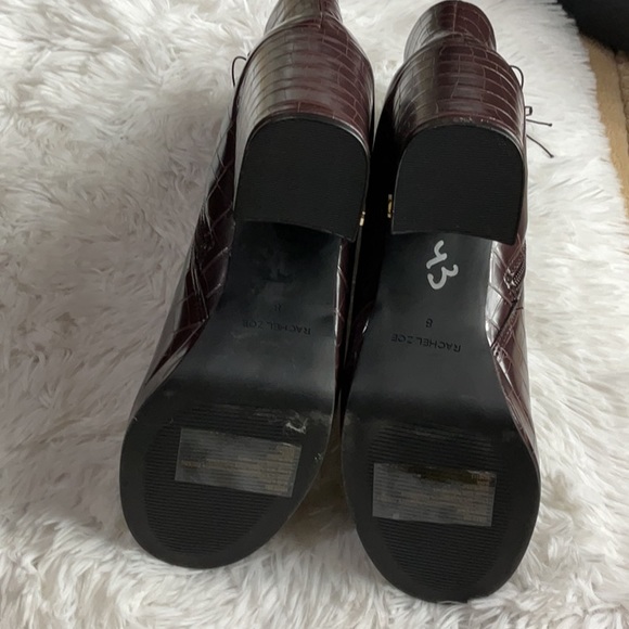 Rachel Zoe Deep Mahogany Croc Embossed Maya Platform Heeled Boots - Picture 13 of 13